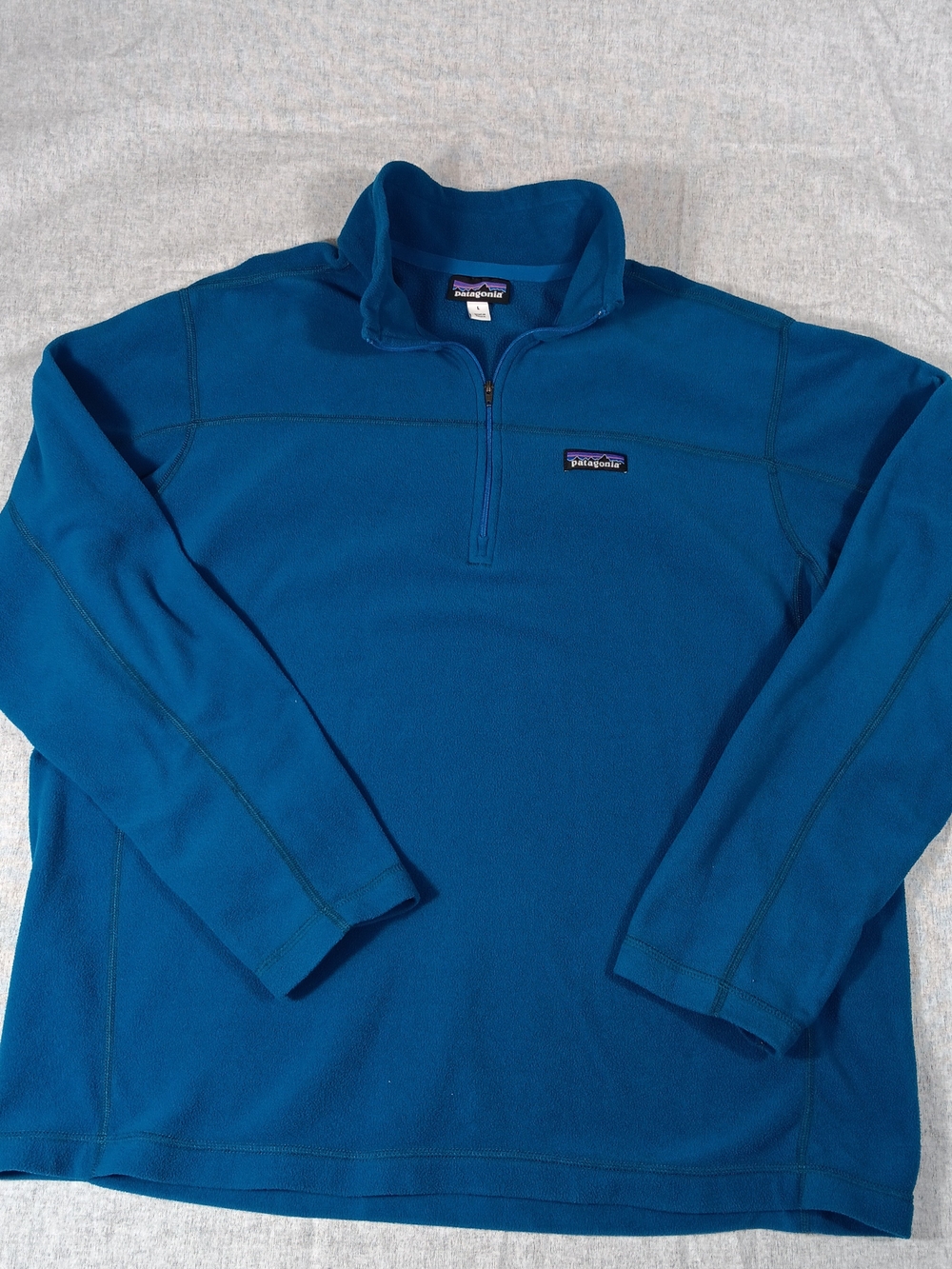 Patagonia Men's Teal Blue Quarter-Zip Performance Fleece Size L